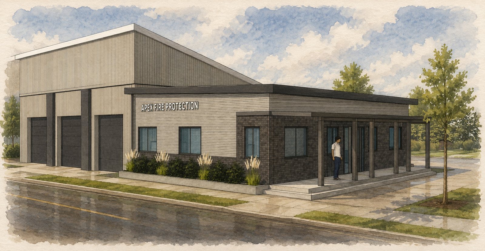 The Apex Office, rendering of the completed addition.