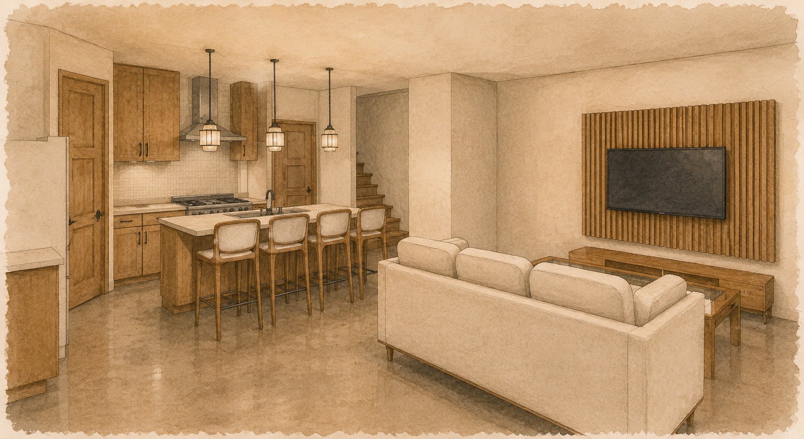 Looking toward the kitchen.
