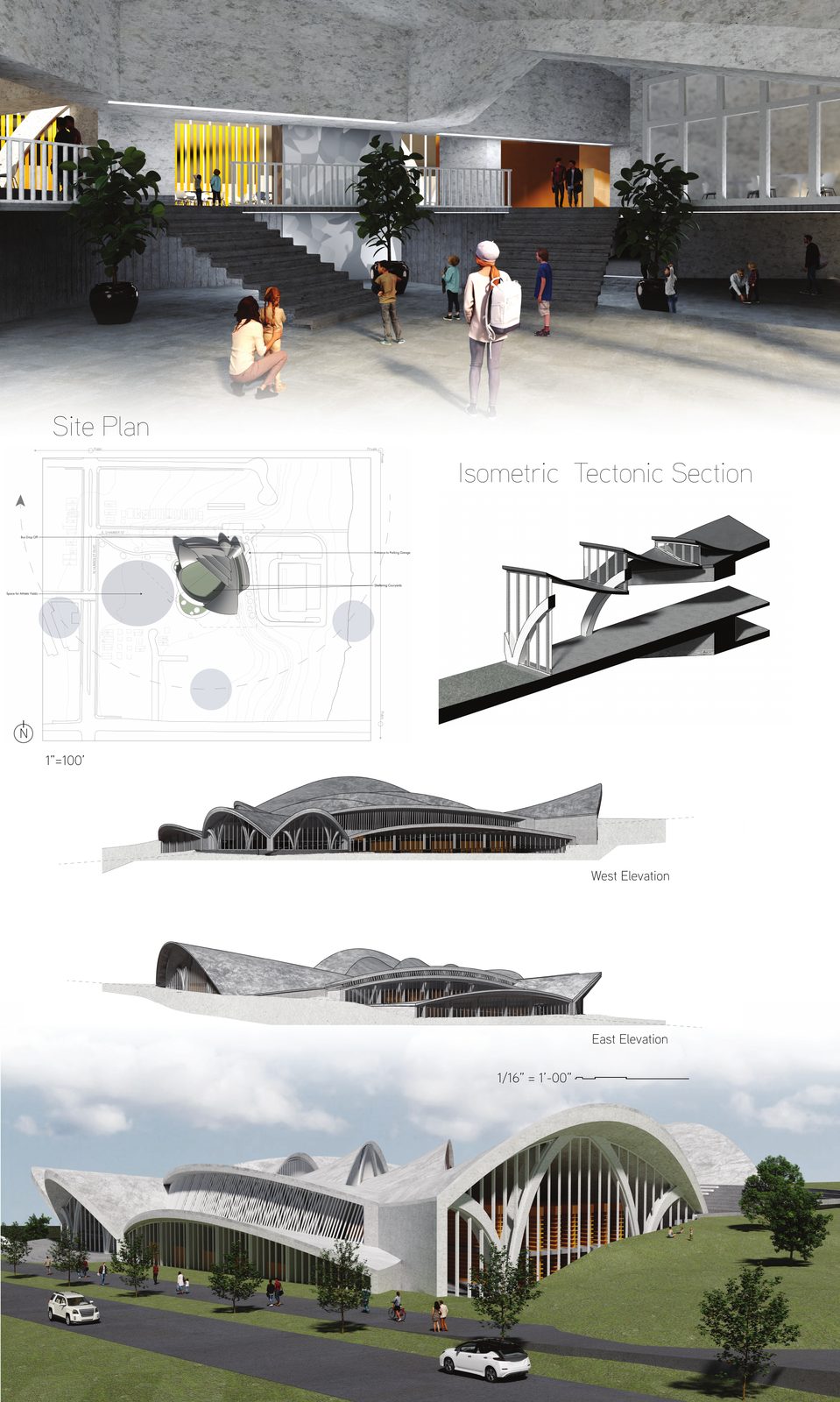 Board two: site plan, elevations, and plans.