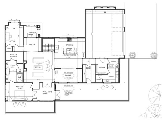 Concept two. Kitchen flipped for daylight.
