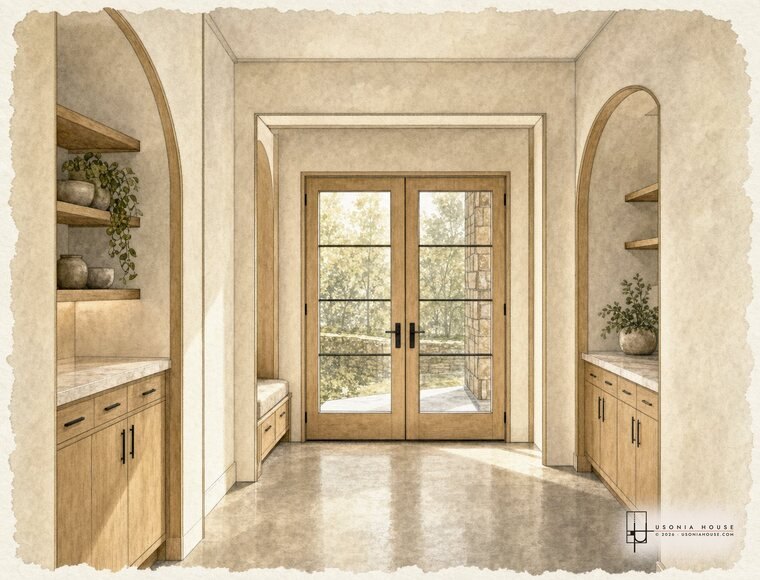 The entry and foyer as first drawn.
