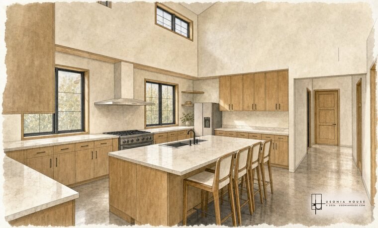 The kitchen as first drawn.