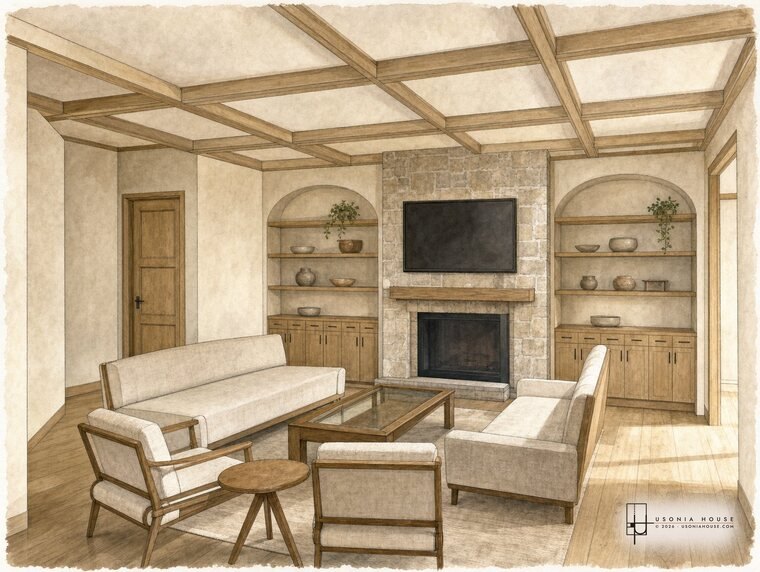 The living room as first drawn.