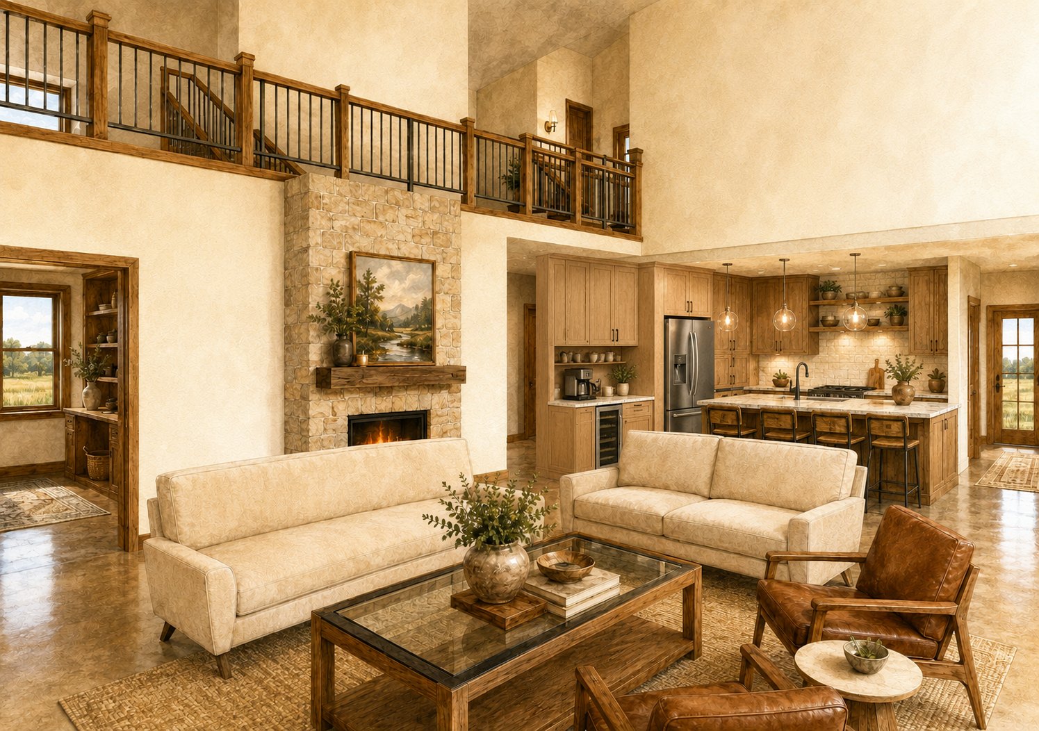 Inside the Oriole, the main living space.