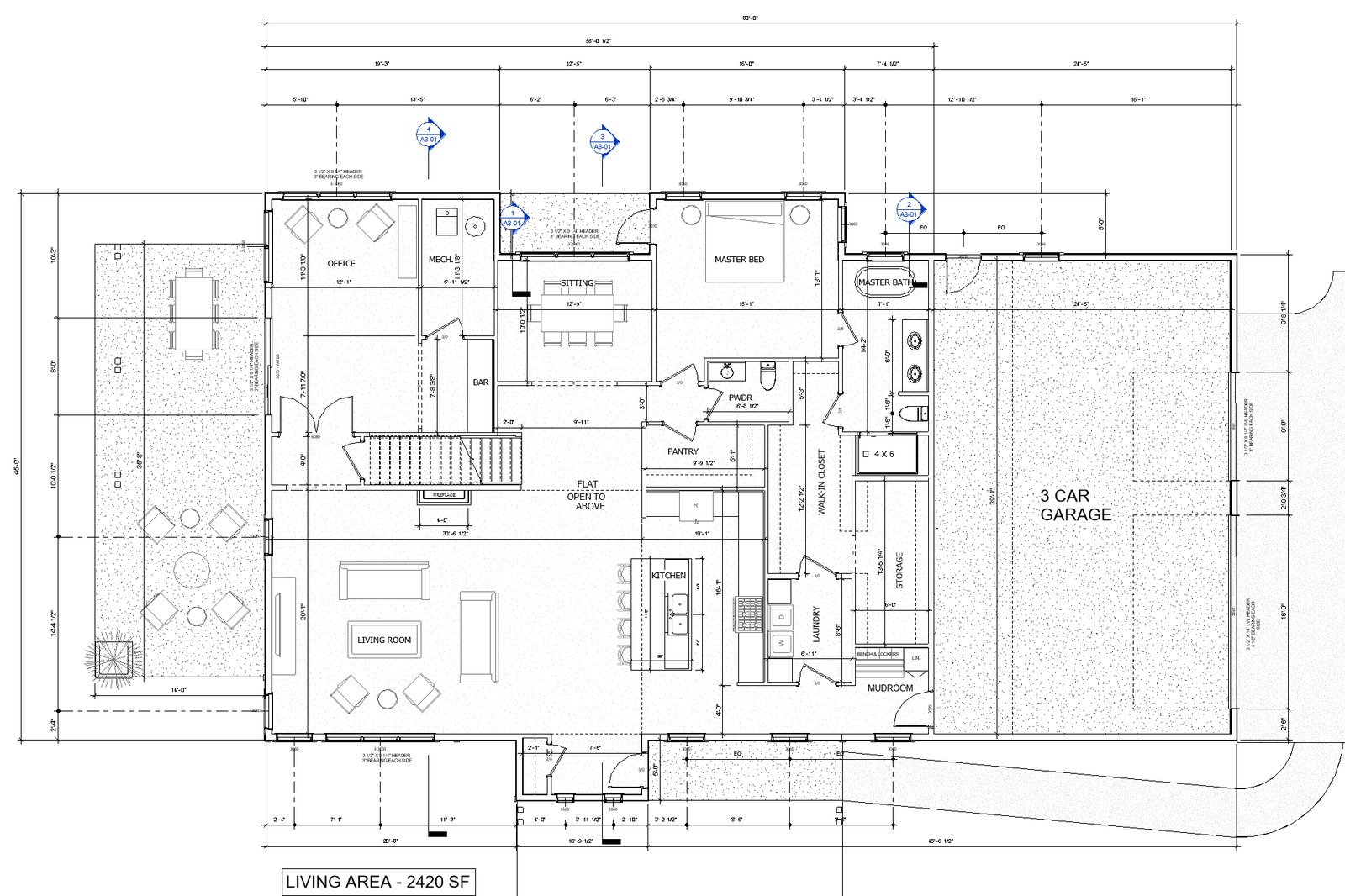 Main level floor plan of the Oriole.