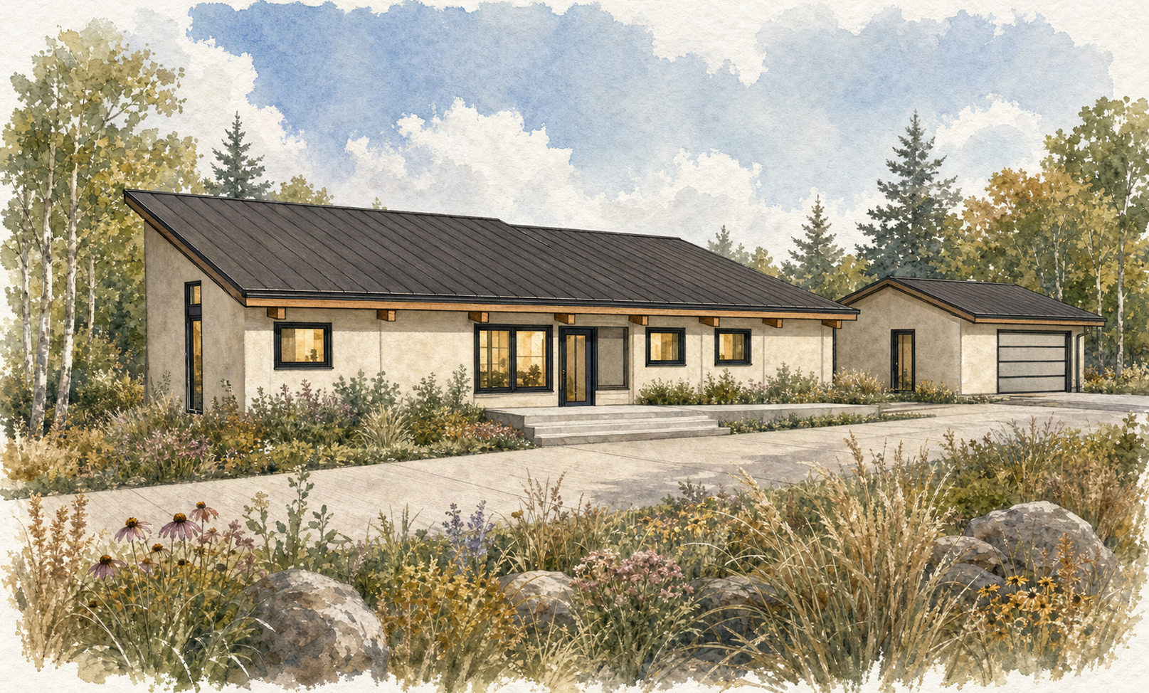 The Usonia Prairie House, model UM-601, the first prefabricated model of the Usonia modular series.
