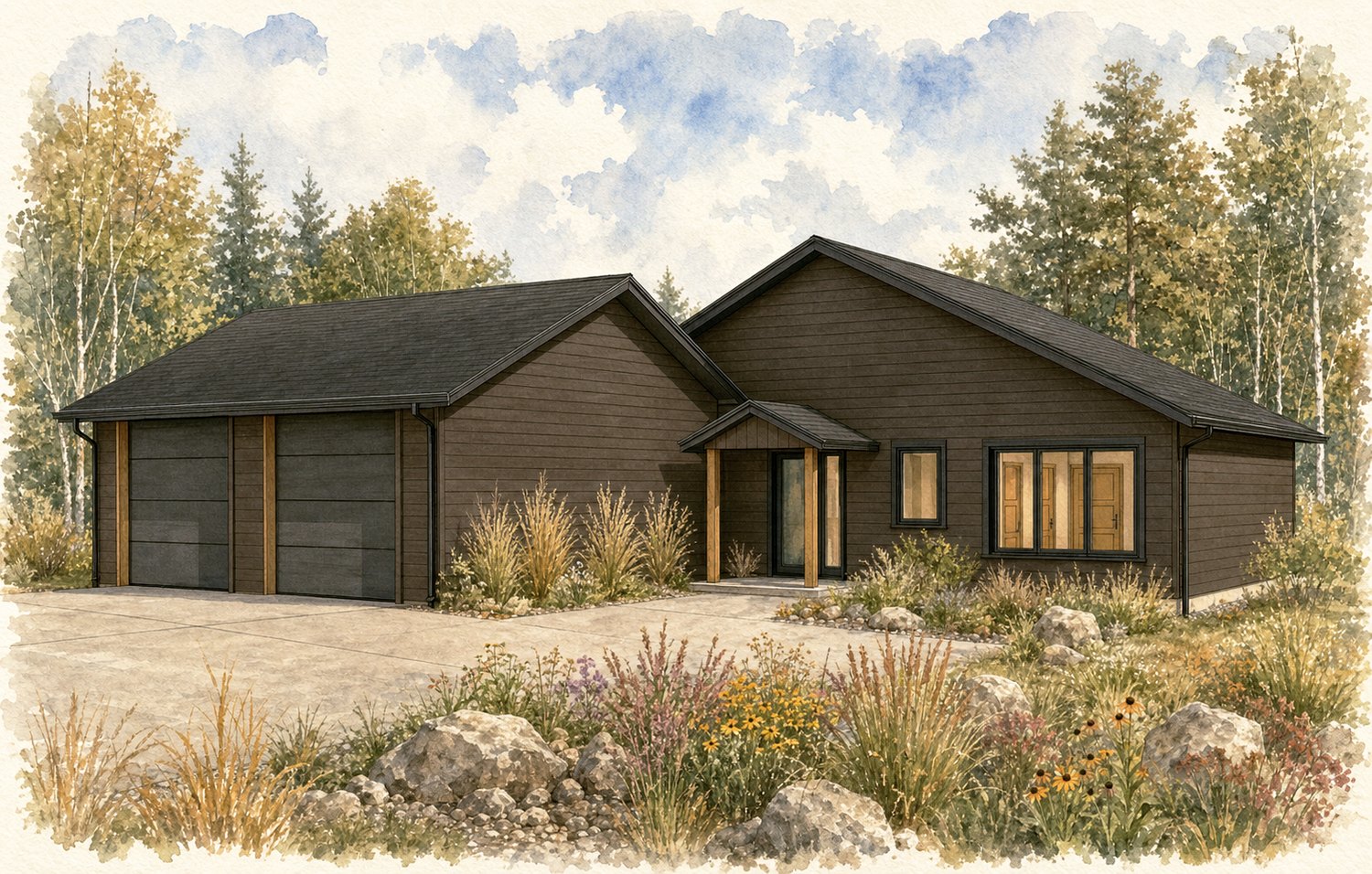 The cabin from the drive.