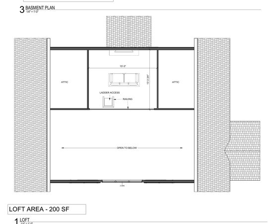 The loft plan. Two hundred square feet found in the roof.