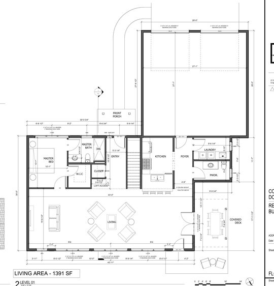 Main level. One long room facing the lake.