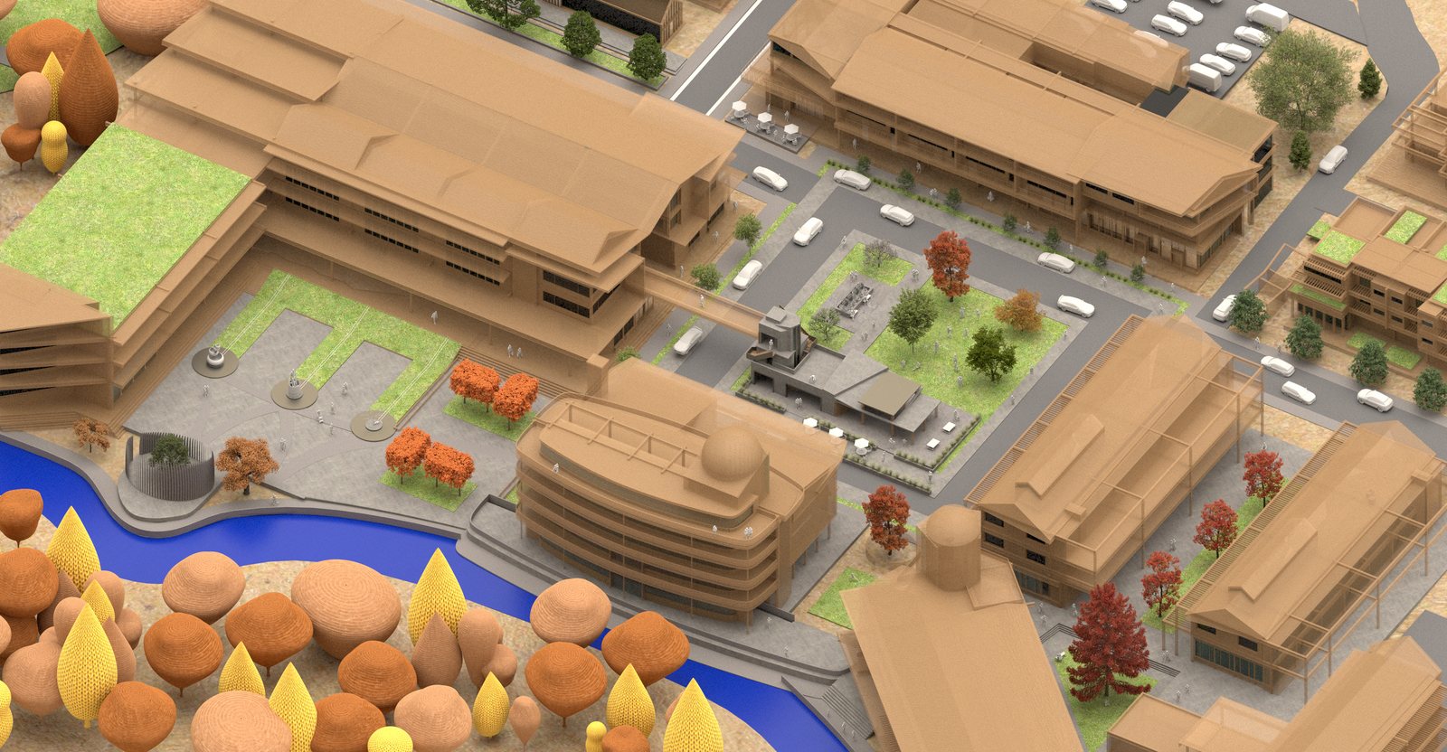 Isometric of the townsquare district.