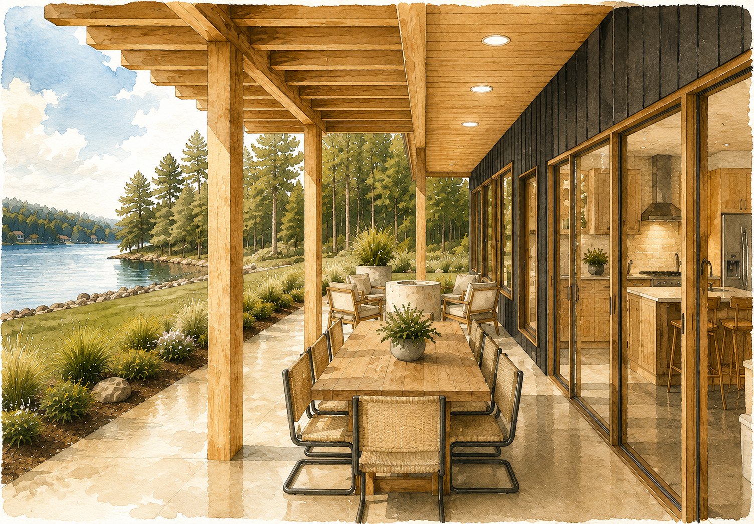 The patio, indoor-outdoor living.