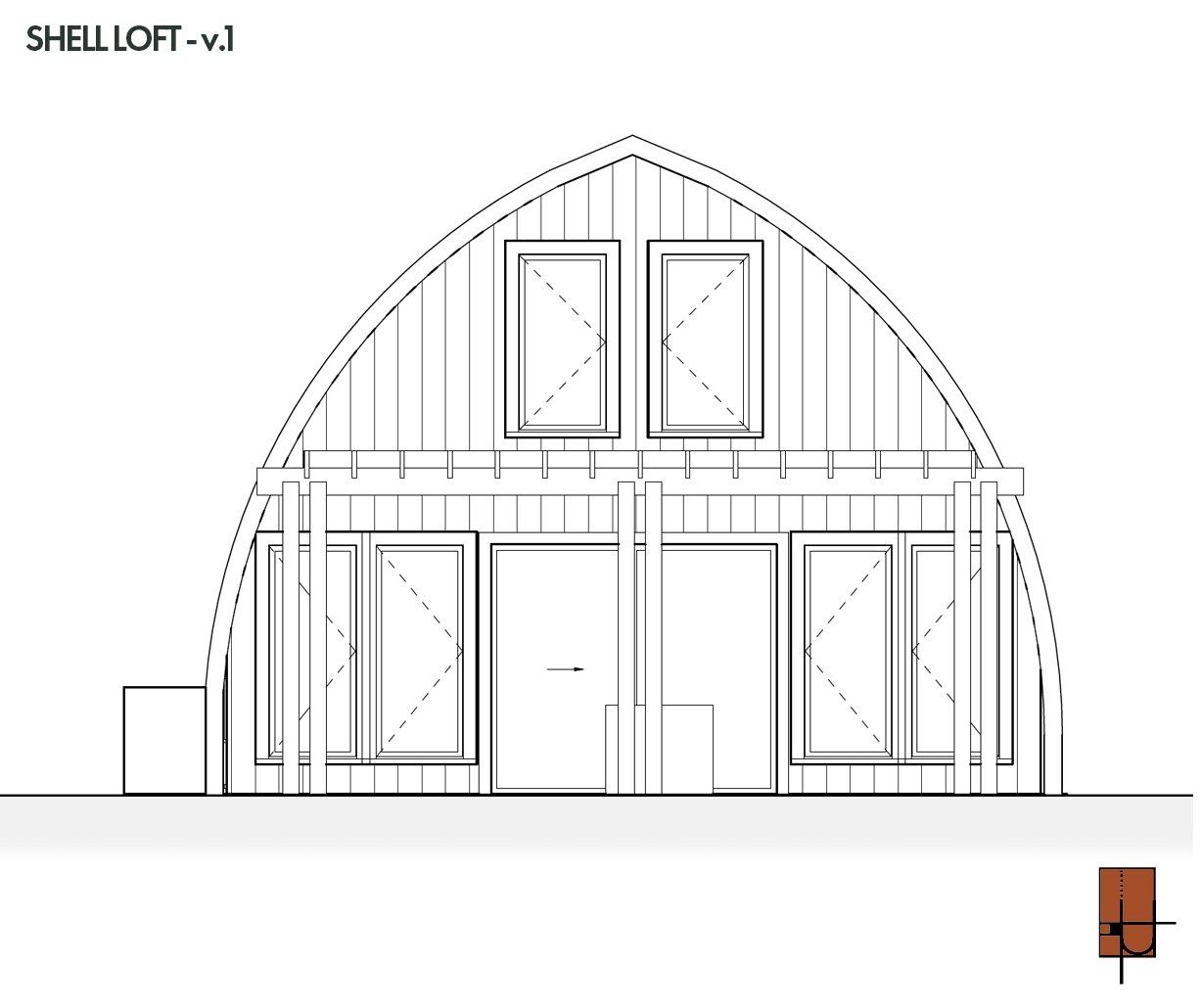 Rear elevation of the Shell Loft.