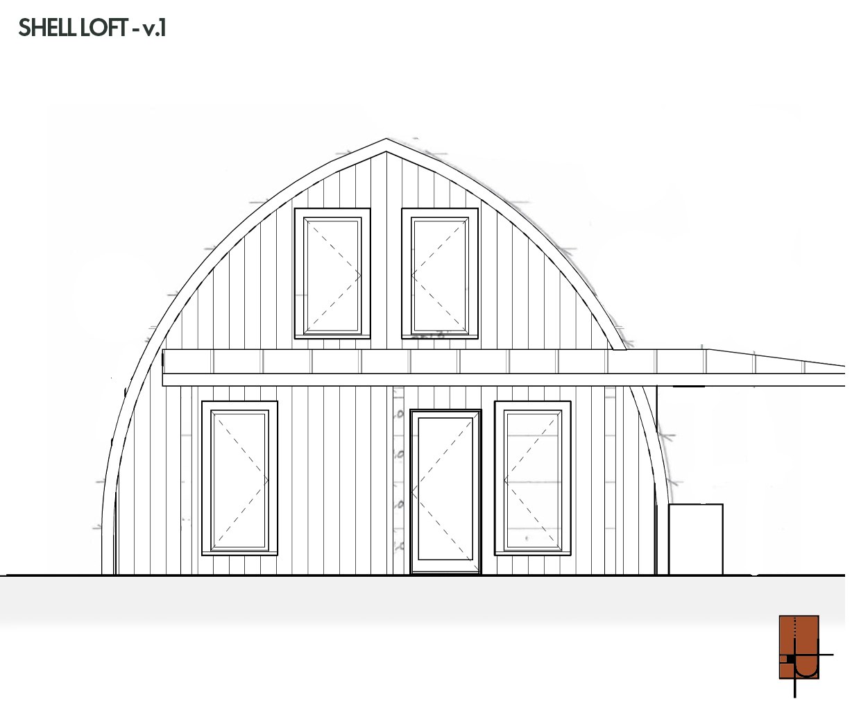 Front elevation of the Shell Loft.