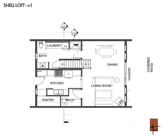 Main floor plan of the Shell Loft.