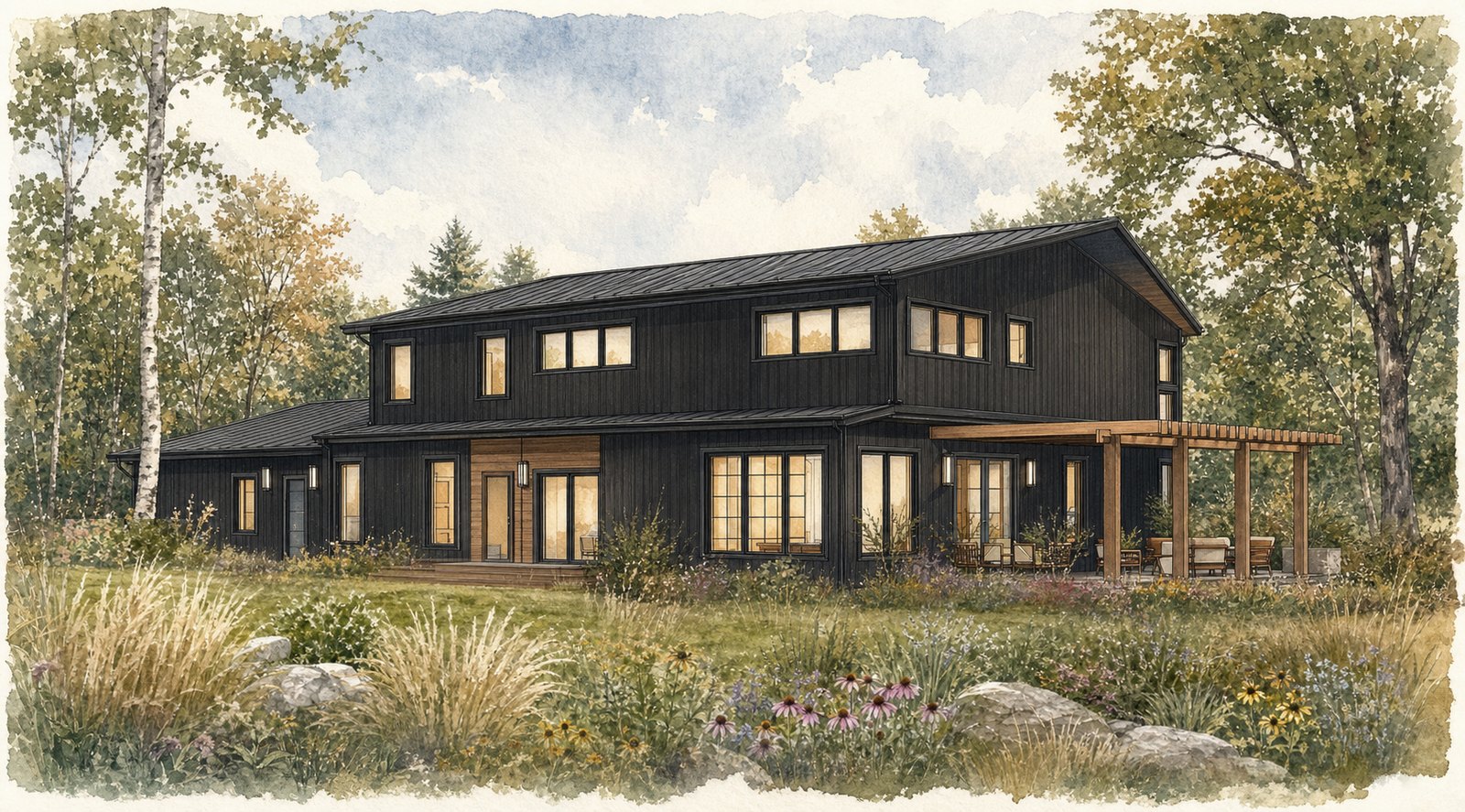 Stonewall Preserve, the rear elevation across the prairie.