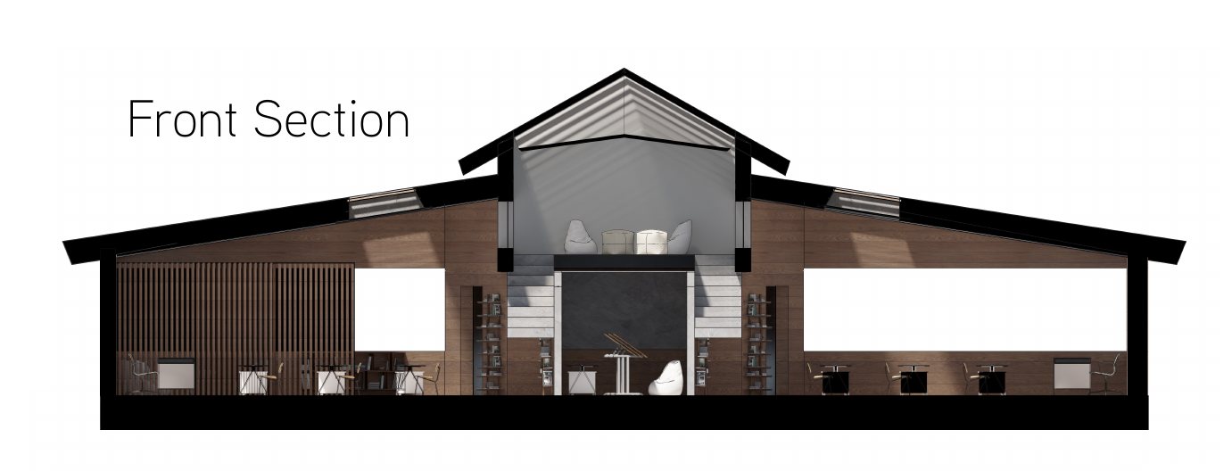 Twin Schoolhouse, section through the module.