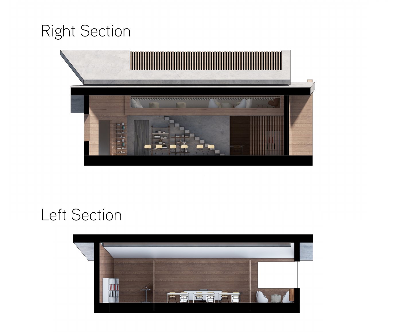 Sections through the module.