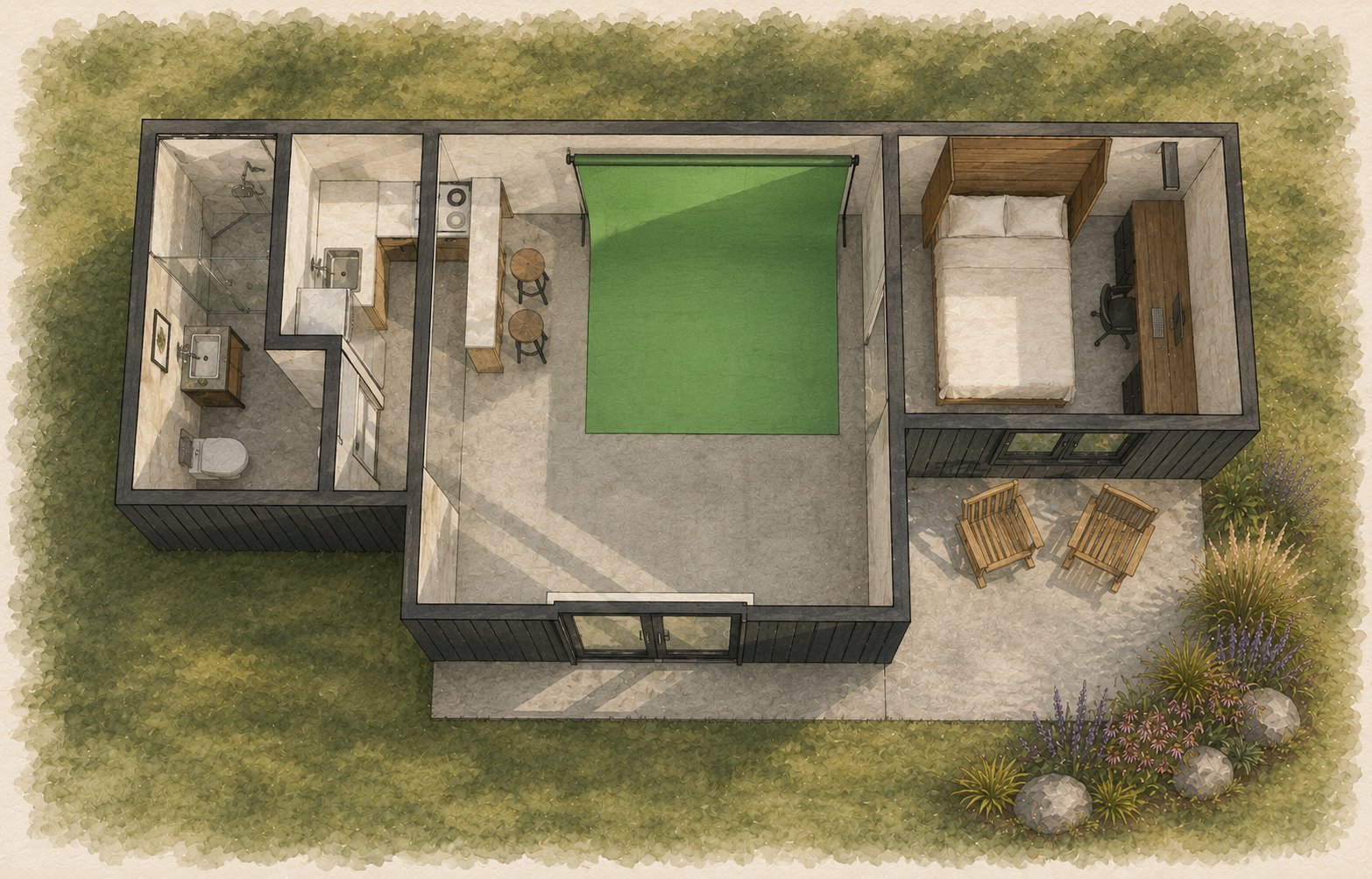 The shooting room, interior study.